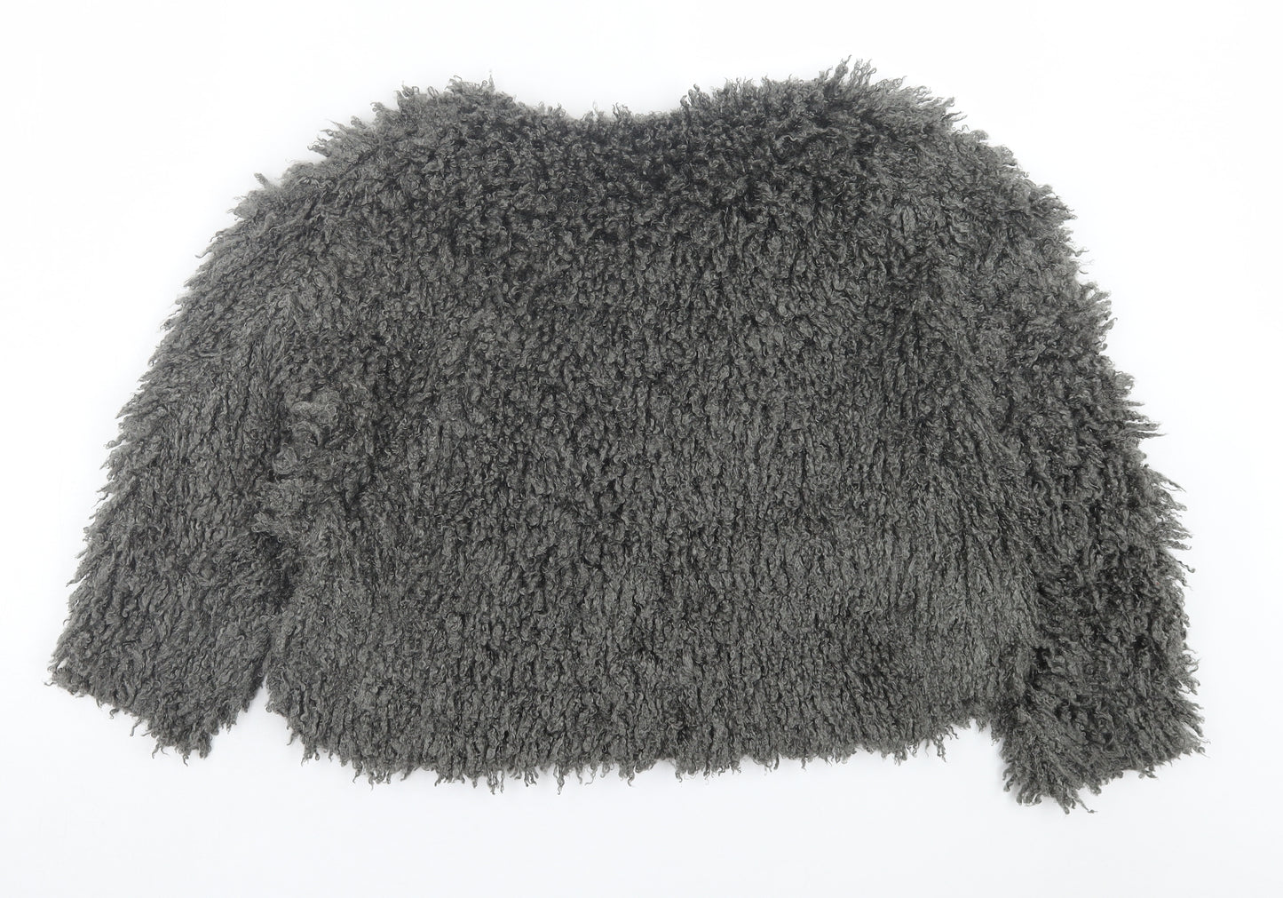 Zara Womens Grey Crew Neck Polyester Pullover Jumper Size S