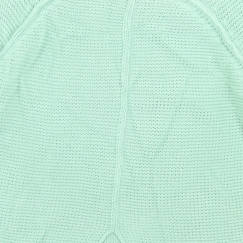 Indigo Womens Green Crew Neck Cotton Pullover Jumper Size 12