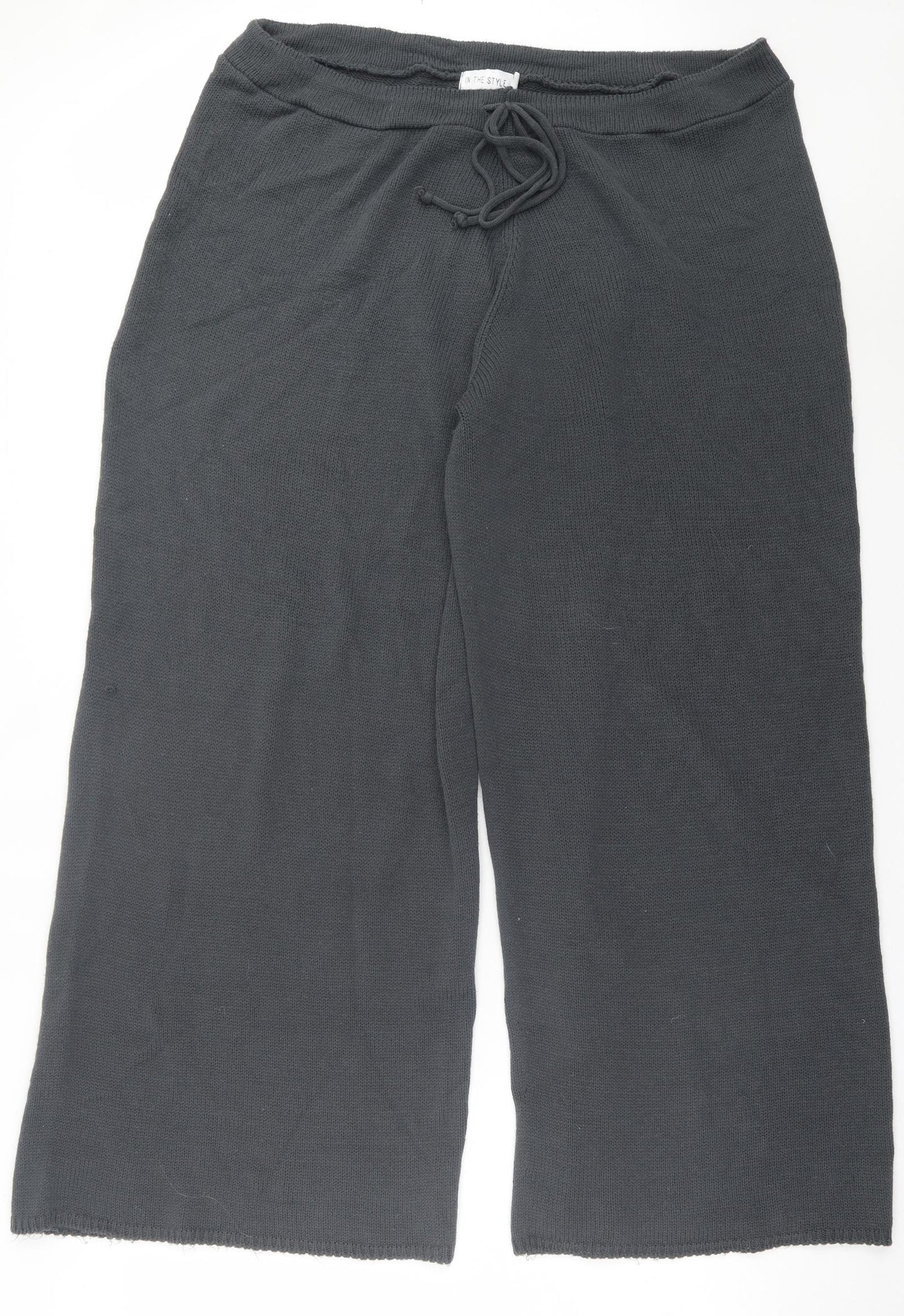 In the Style Womens Grey Acrylic Trousers Size 22 L31 in Regular Tie
