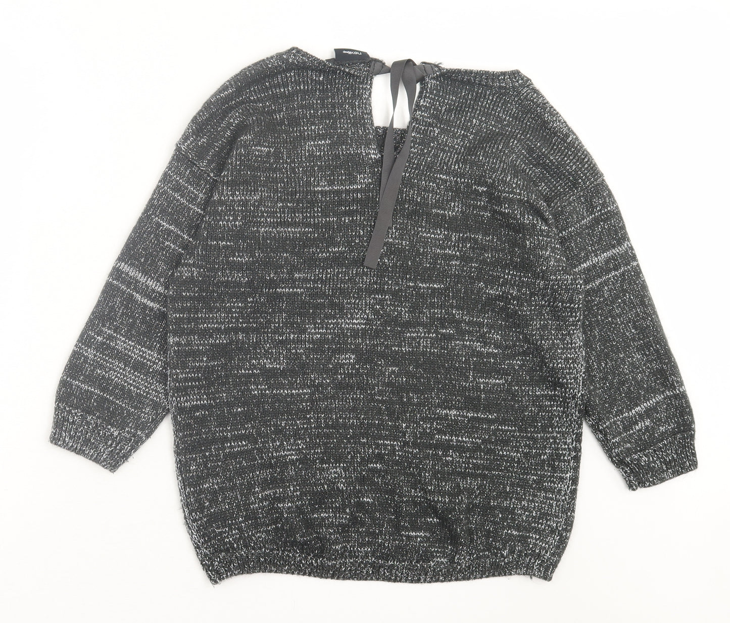 NEXT Womens Black Crew Neck Acrylic Pullover Jumper Size 16