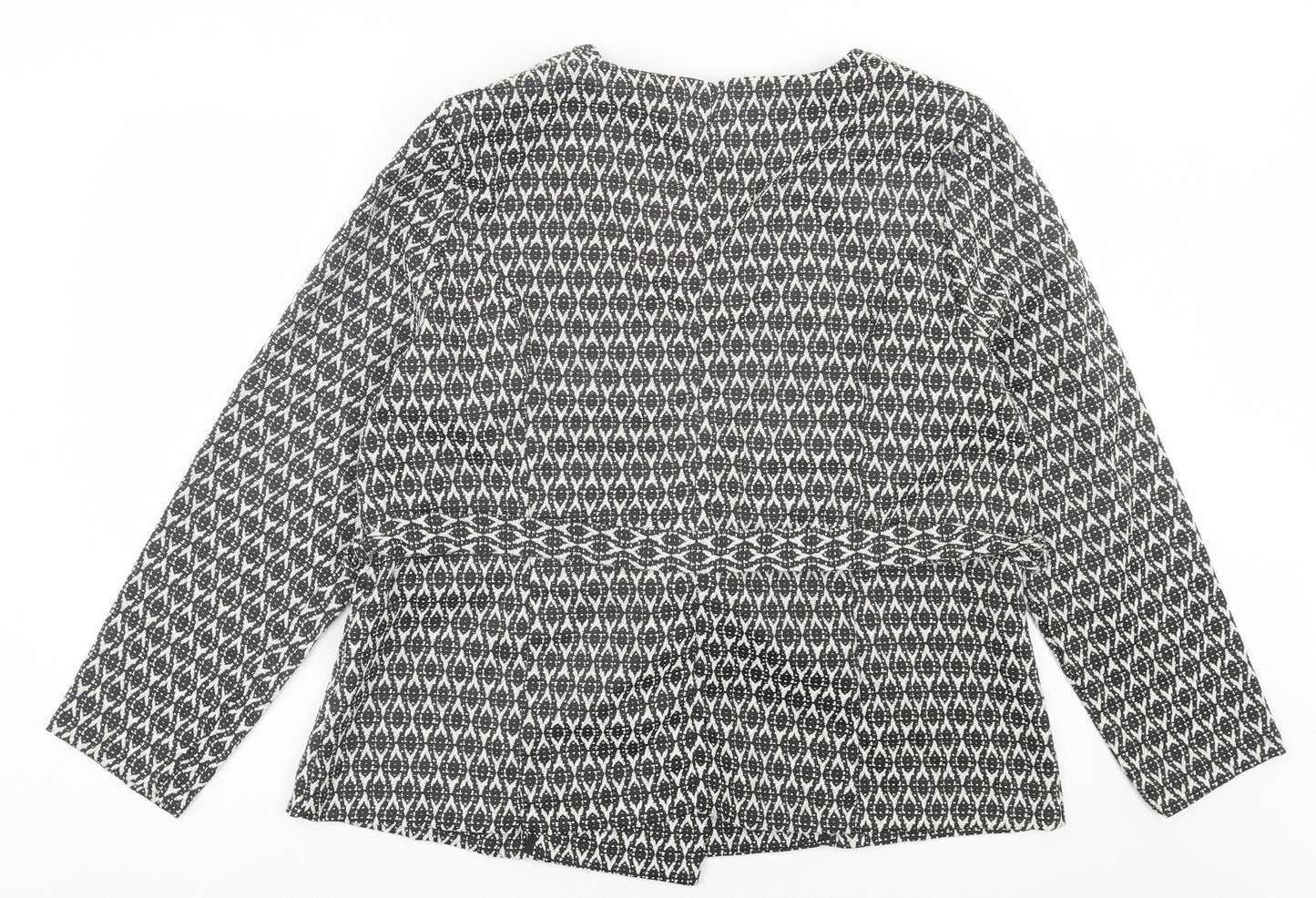 Klass Womens Black Geometric Jacket Blazer Size 18 Button