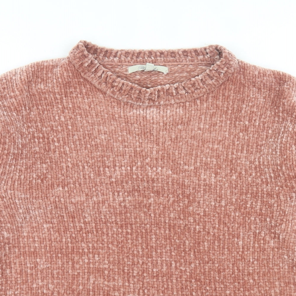 Peacocks Womens Pink Crew Neck Polyester Pullover Jumper Size M
