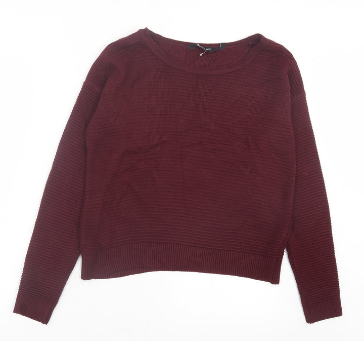 New Look Womens Purple Crew Neck Acrylic Pullover Jumper Size 8