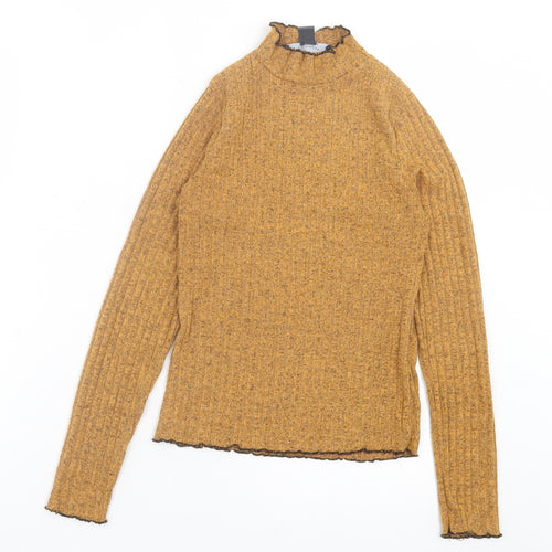 Primark Womens Yellow High Neck Polyester Pullover Jumper Size 2XS