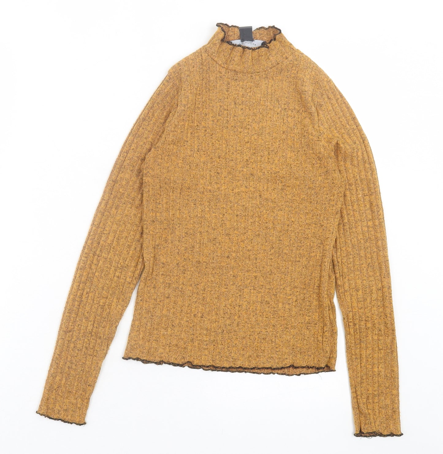 Primark Womens Yellow High Neck Polyester Pullover Jumper Size 2XS