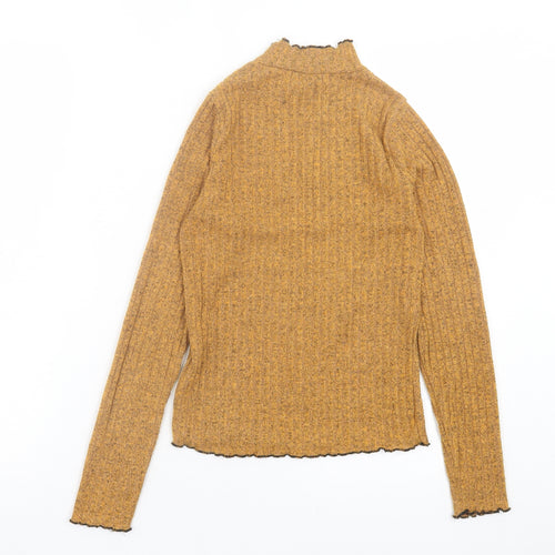 Primark Womens Yellow High Neck Polyester Pullover Jumper Size 2XS