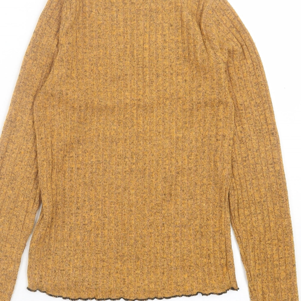 Primark Womens Yellow High Neck Polyester Pullover Jumper Size 2XS