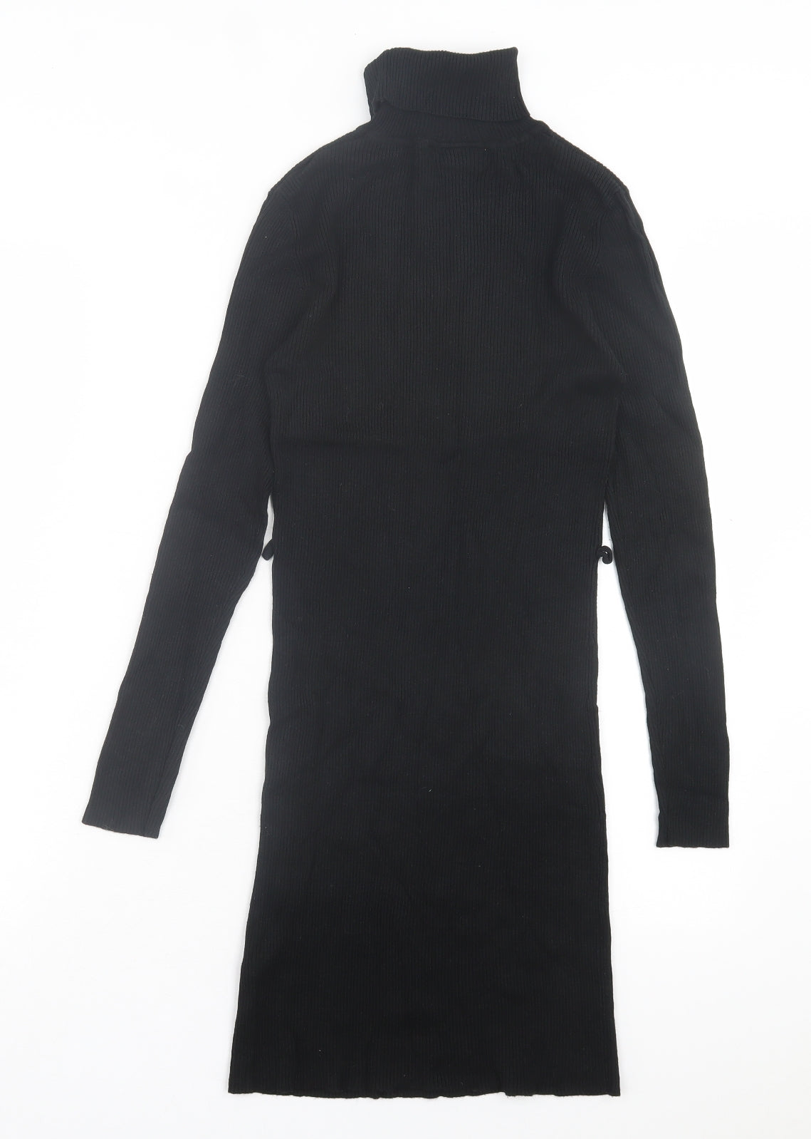 New Look Womens Black Viscose Jumper Dress Size 12 Roll Neck Pullover