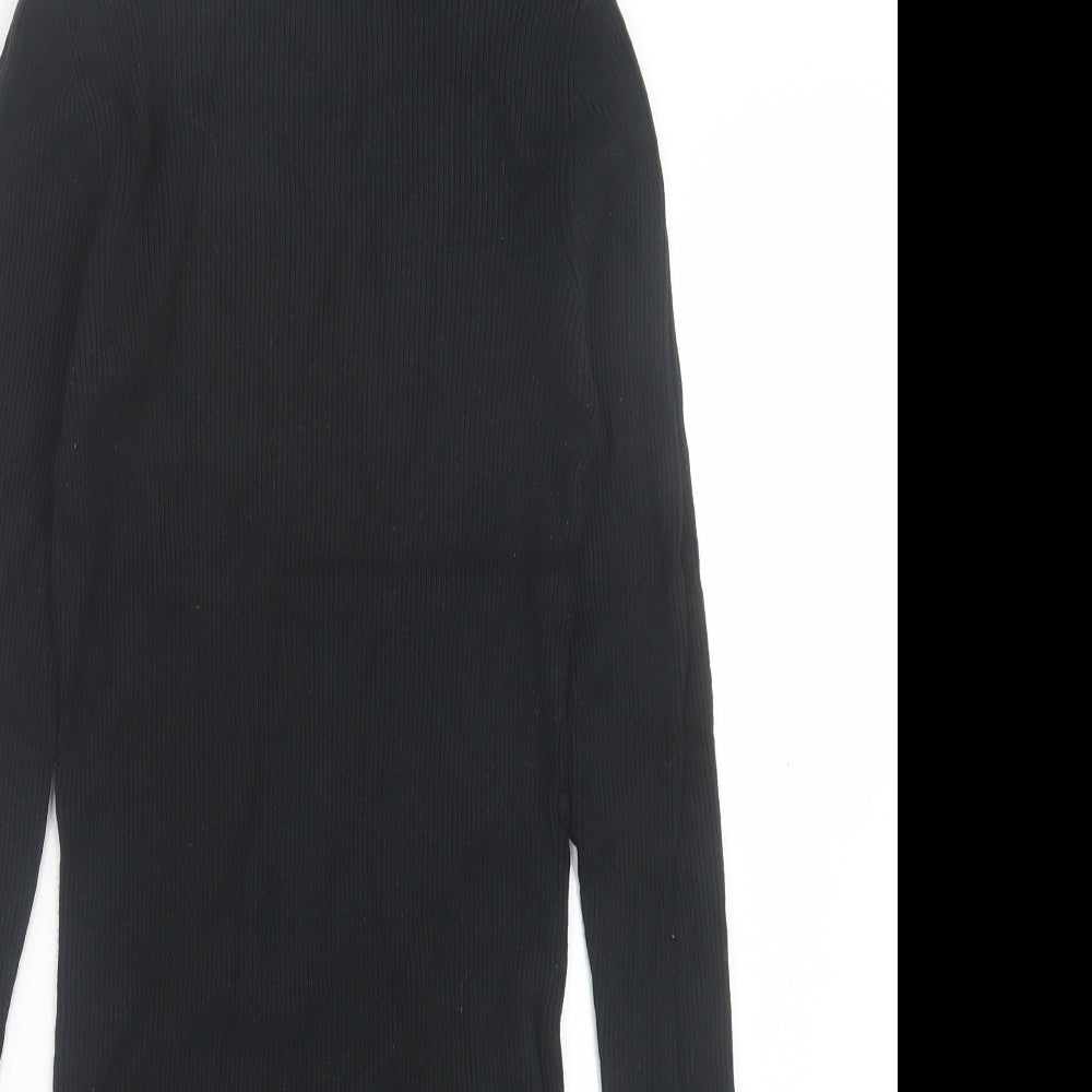 New Look Womens Black Viscose Jumper Dress Size 12 Roll Neck Pullover