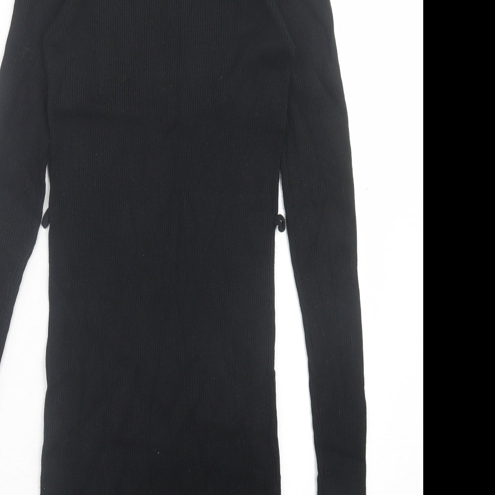New Look Womens Black Viscose Jumper Dress Size 12 Roll Neck Pullover