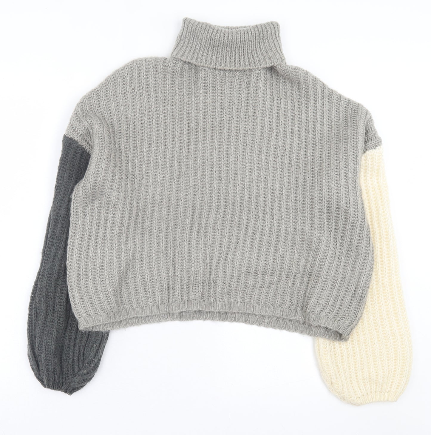 PRETTYLITTLETHING Womens Grey Roll Neck Acrylic Pullover Jumper Size M