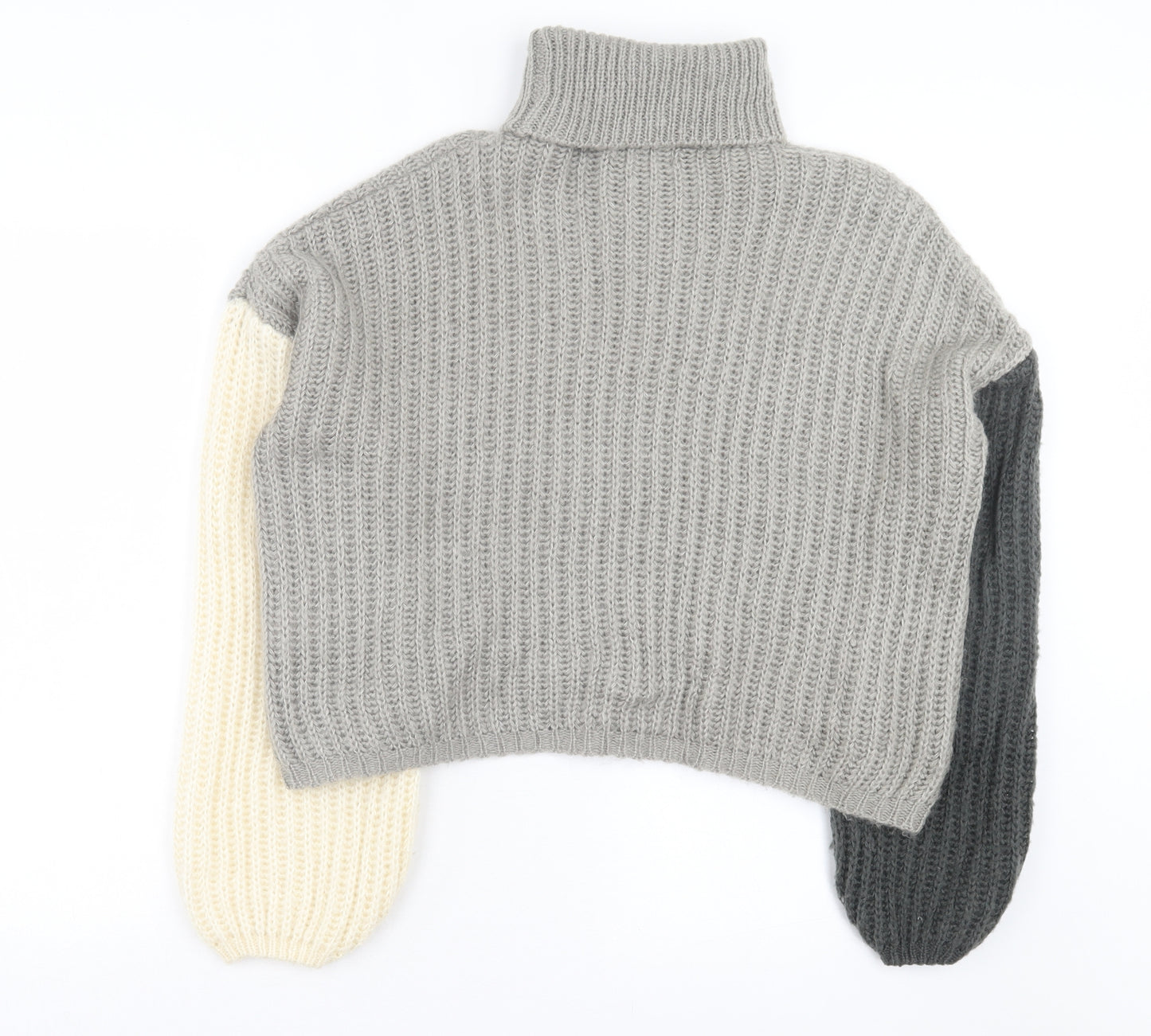 PRETTYLITTLETHING Womens Grey Roll Neck Acrylic Pullover Jumper Size M