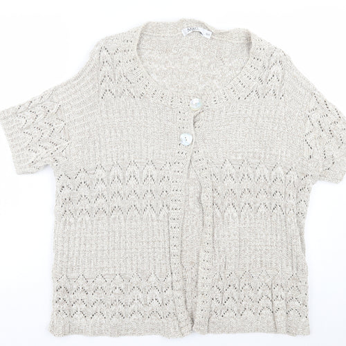 M&Co Womens Brown Scoop Neck Acrylic Cardigan Jumper Size 18