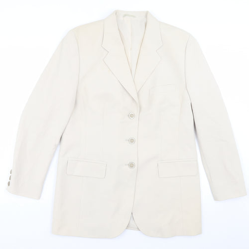 Preworn Womens Beige Jacket Blazer Size 16 Button