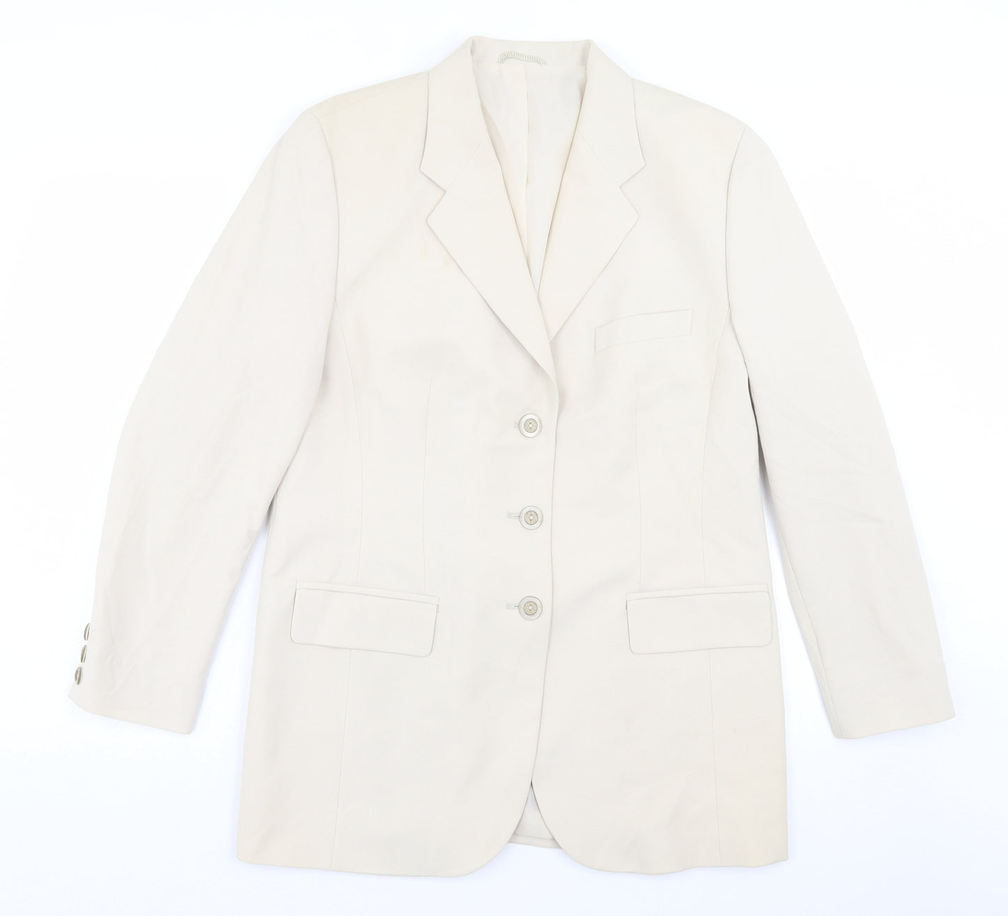 Preworn Womens Beige Jacket Blazer Size 16 Button