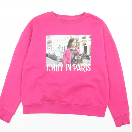 Primark Womens Pink Cotton Pullover Sweatshirt Size S Pullover - Emily In Paris