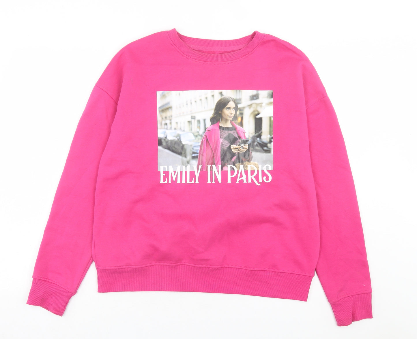 Primark Womens Pink Cotton Pullover Sweatshirt Size S Pullover - Emily In Paris