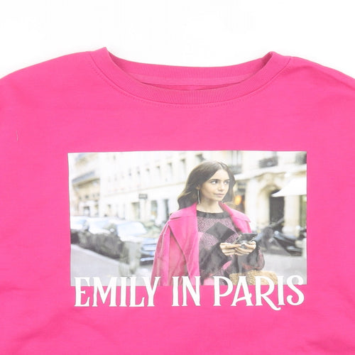 Primark Womens Pink Cotton Pullover Sweatshirt Size S Pullover - Emily In Paris