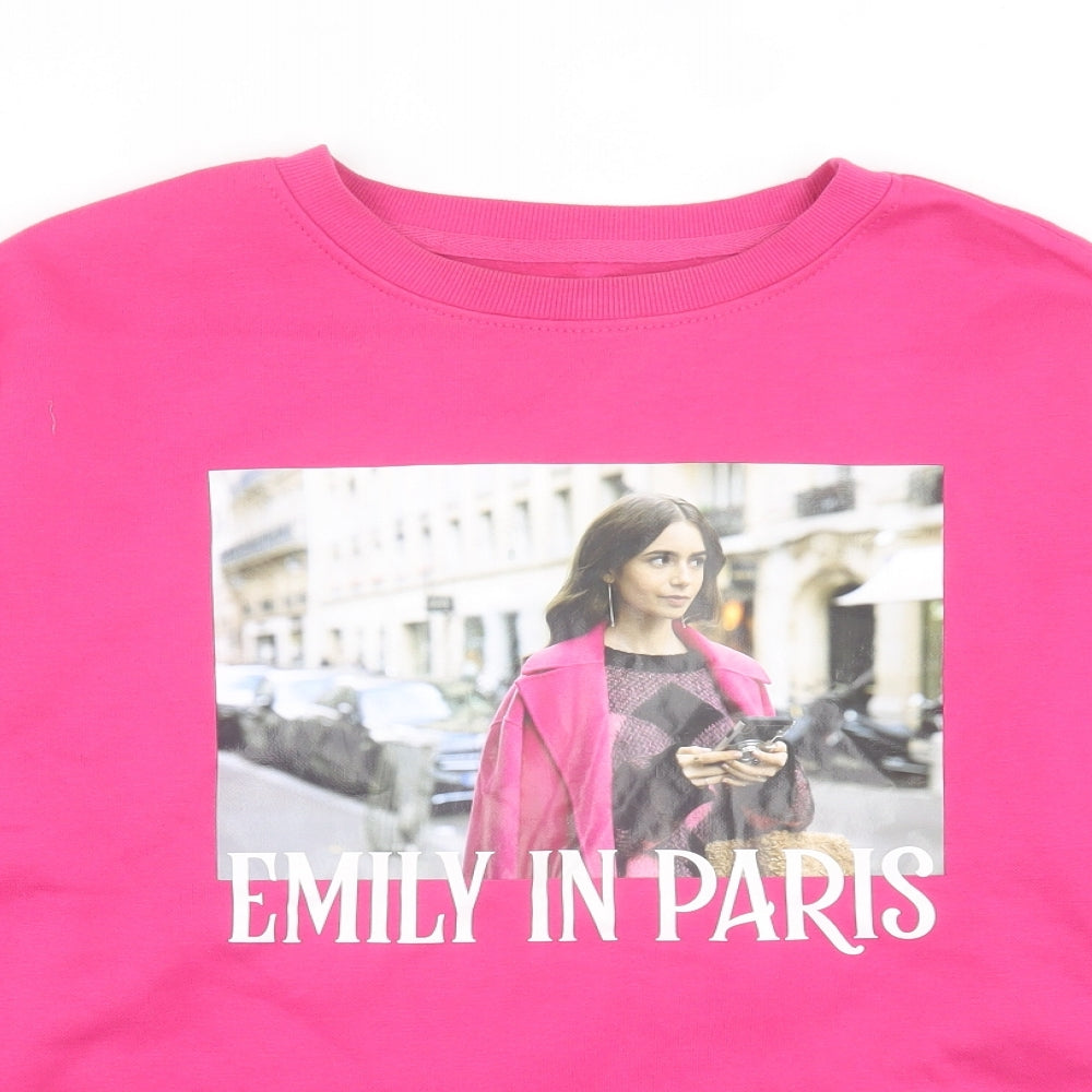 Primark Womens Pink Cotton Pullover Sweatshirt Size S Pullover - Emily In Paris