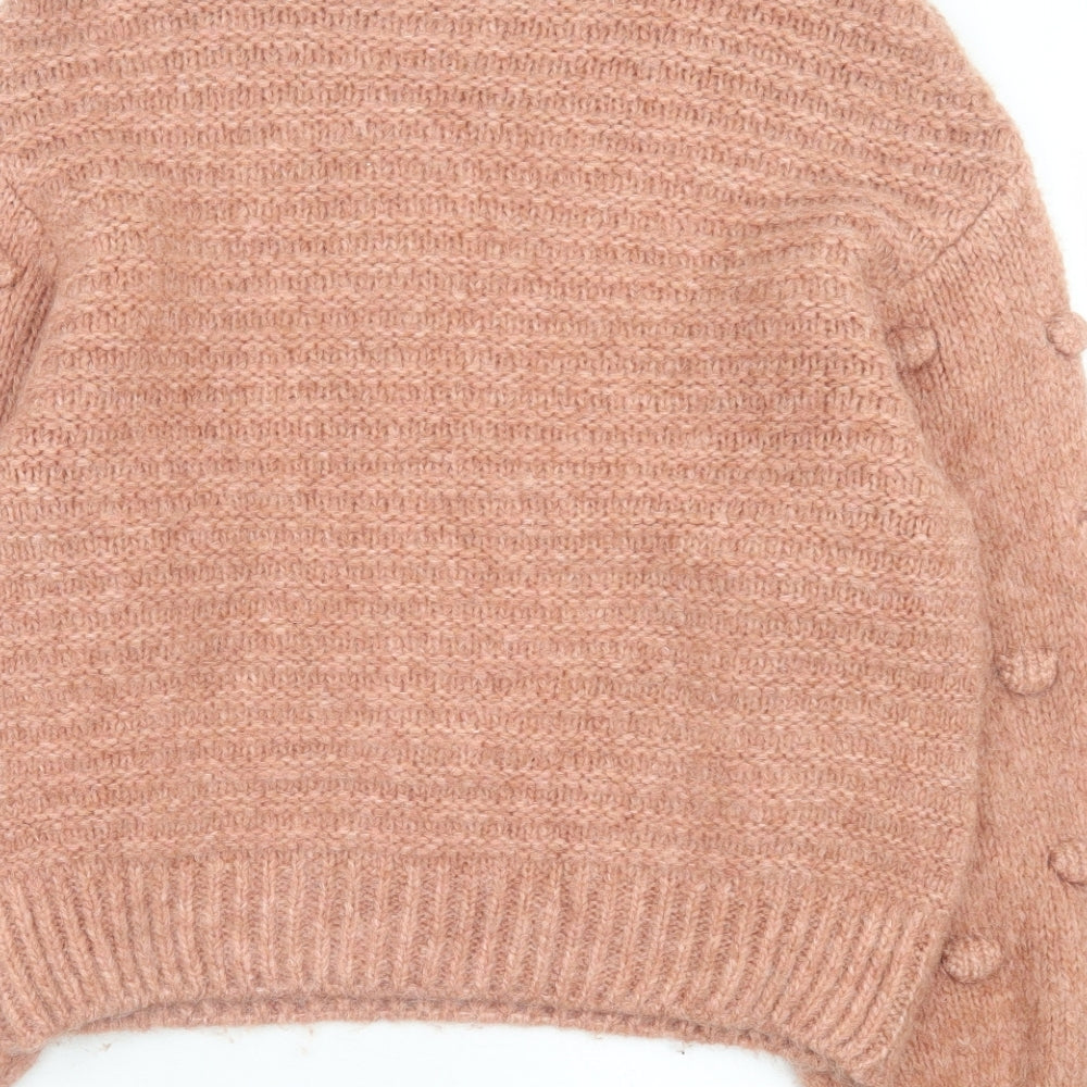 George Womens Pink High Neck Acrylic Pullover Jumper Size S