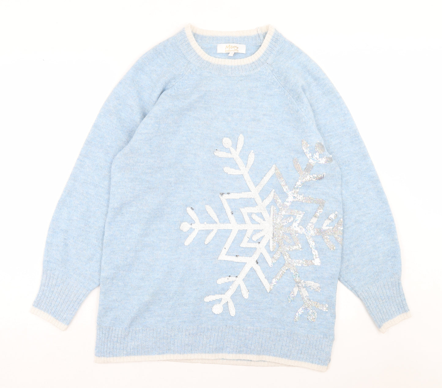 NEXT Womens Blue Crew Neck Polyester Pullover Jumper Size M - Christmas