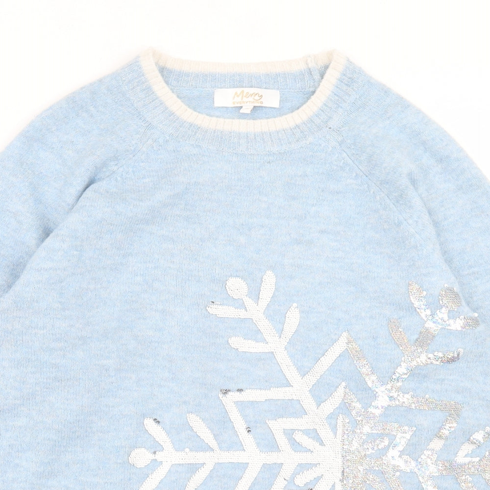 NEXT Womens Blue Crew Neck Polyester Pullover Jumper Size M - Christmas