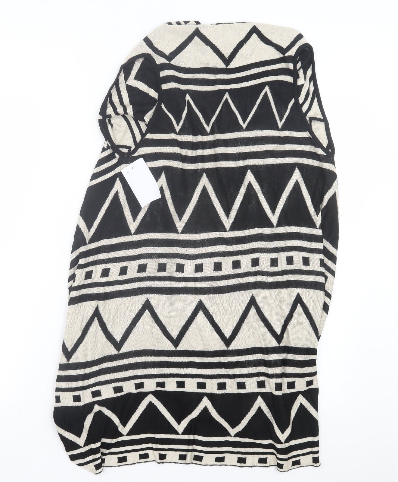 Gharani Strok Womens Beige V-Neck Geometric Viscose Cardigan Jumper Size M