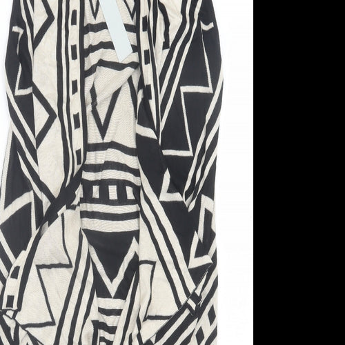 Gharani Strok Womens Beige V-Neck Geometric Viscose Cardigan Jumper Size M