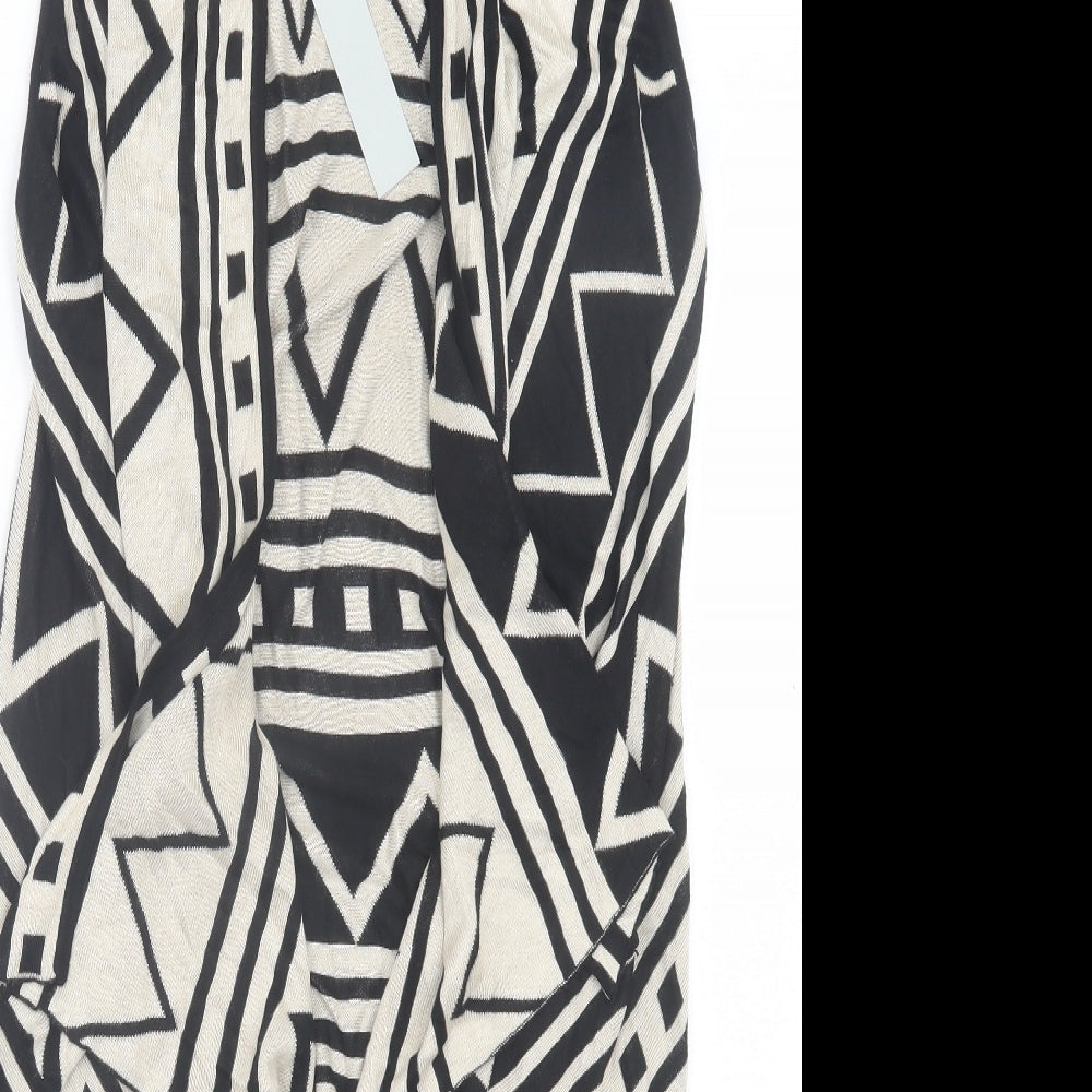 Gharani Strok Womens Beige V-Neck Geometric Viscose Cardigan Jumper Size M