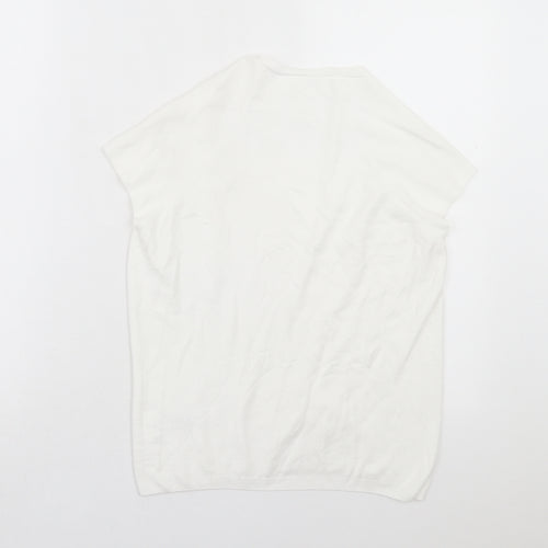 Marks and Spencer Womens White Viscose Basic T-Shirt Size 14 Square Neck