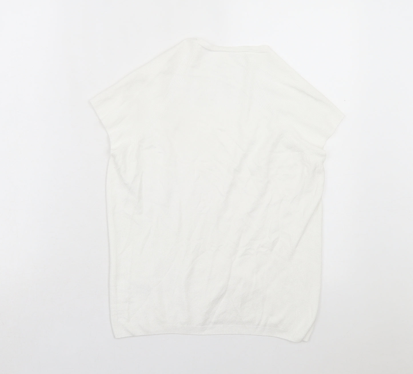Marks and Spencer Womens White Viscose Basic T-Shirt Size 14 Square Neck