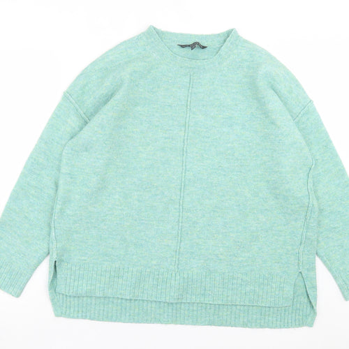 bonmarch Womens Green Crew Neck Acrylic Pullover Jumper Size 14
