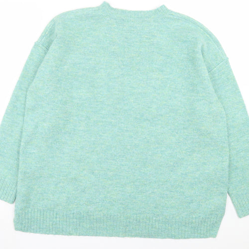 bonmarch Womens Green Crew Neck Acrylic Pullover Jumper Size 14