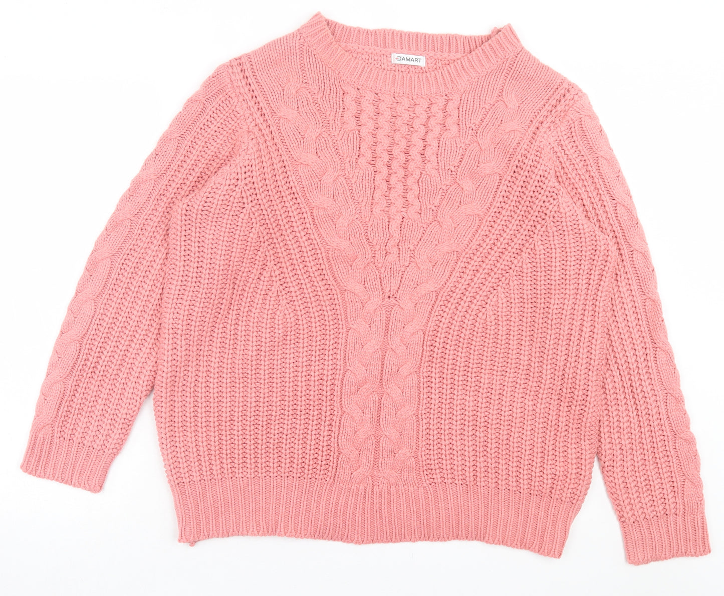 Damart Womens Pink Crew Neck Acrylic Pullover Jumper Size 18