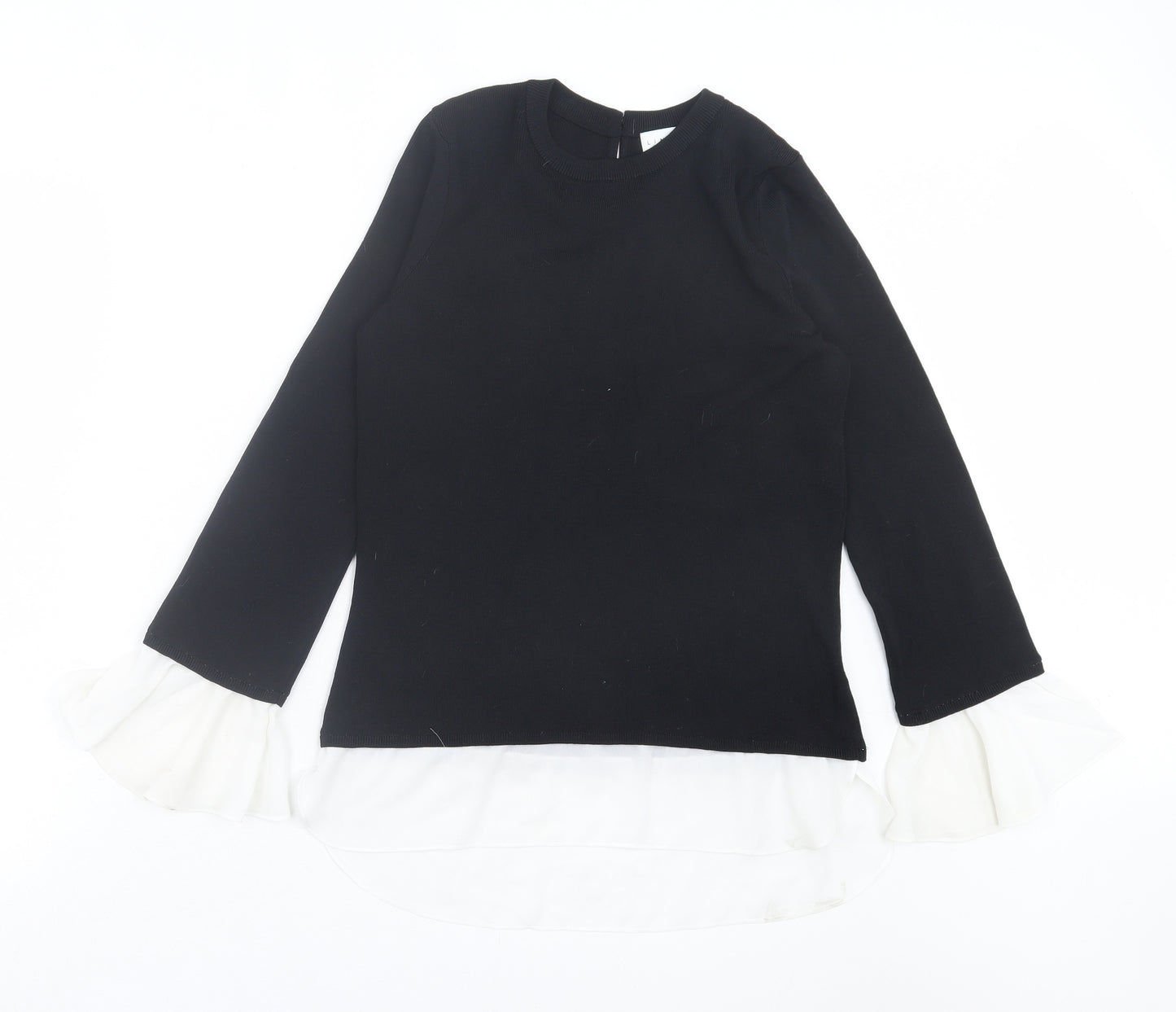 Linea Womens Black Crew Neck Viscose Pullover Jumper Size 10