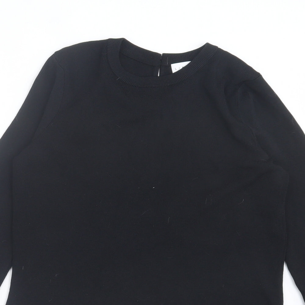Linea Womens Black Crew Neck Viscose Pullover Jumper Size 10