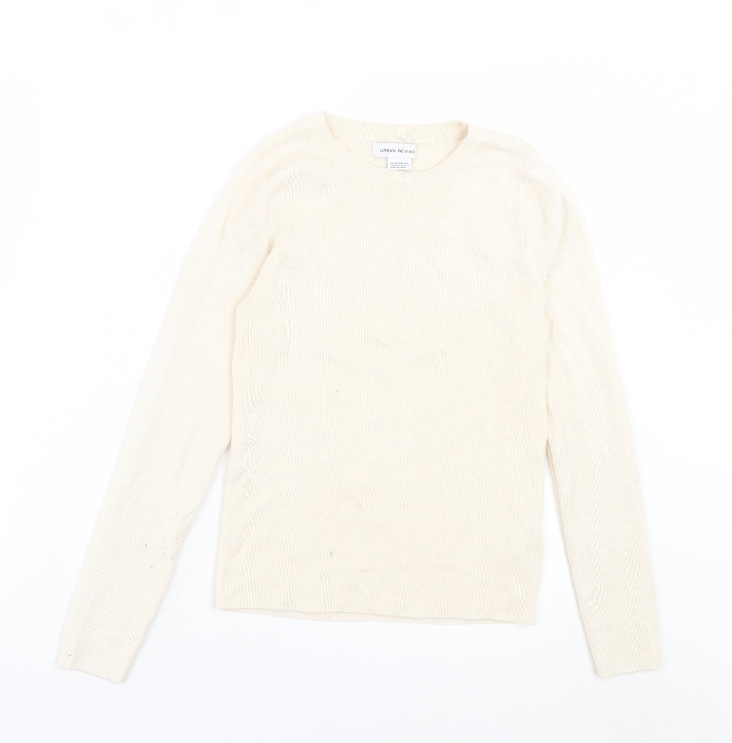 Urban Revivo Womens Ivory Crew Neck Acrylic Pullover Jumper Size 16