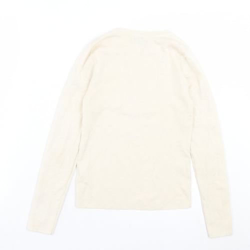 Urban Revivo Womens Ivory Crew Neck Acrylic Pullover Jumper Size 16