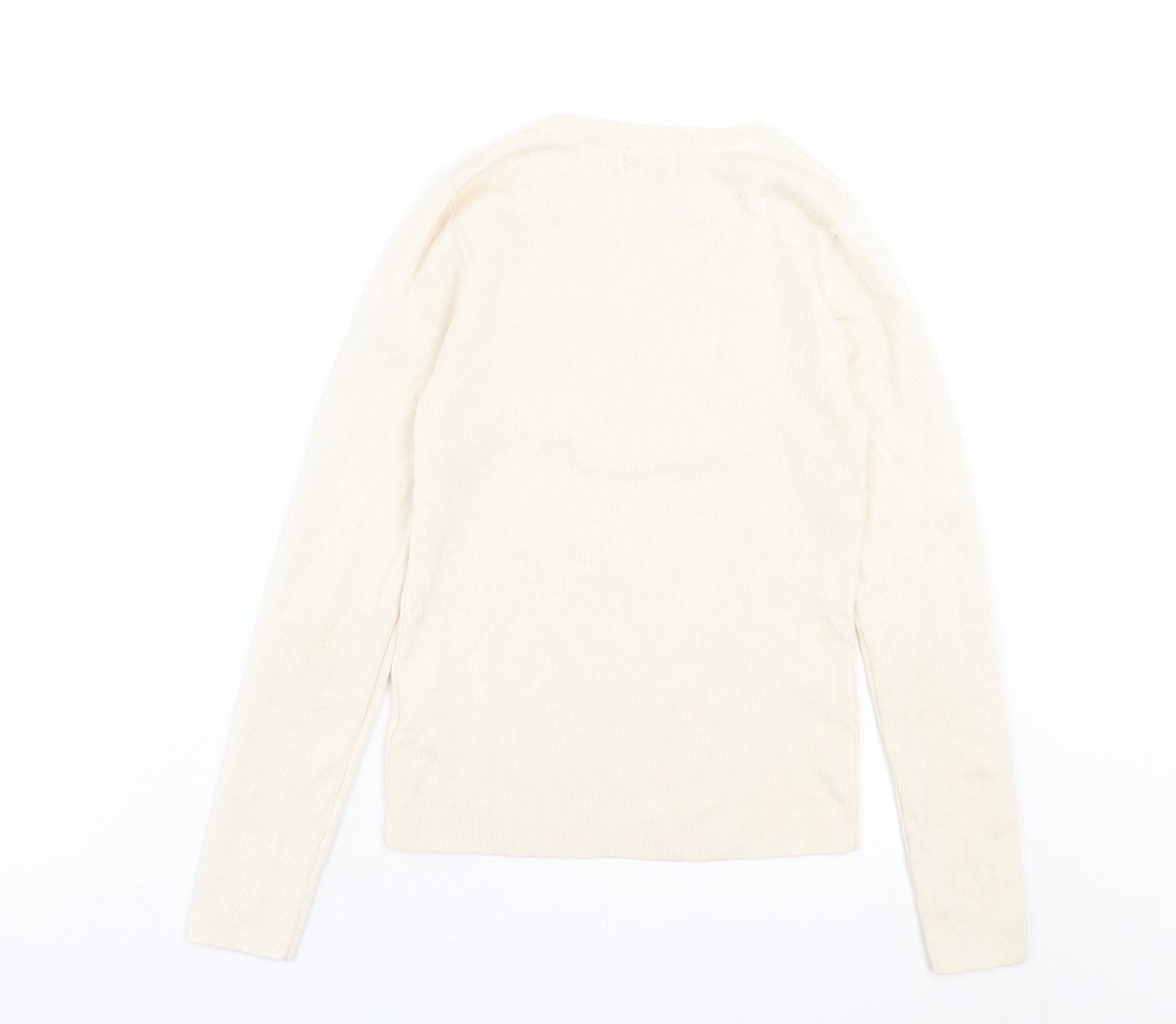 Urban Revivo Womens Ivory Crew Neck Acrylic Pullover Jumper Size 16