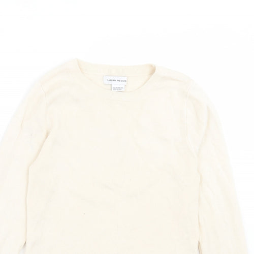 Urban Revivo Womens Ivory Crew Neck Acrylic Pullover Jumper Size 16