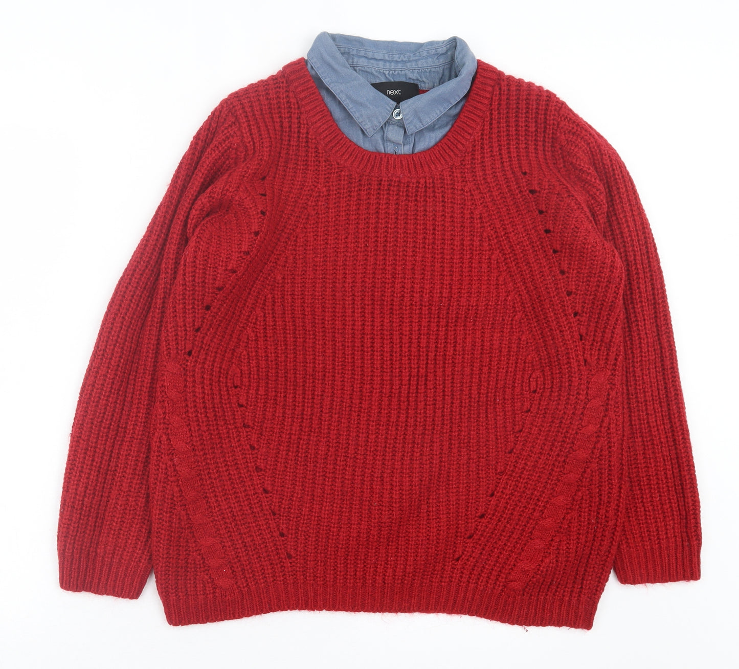 NEXT Womens Red Collared Acrylic Pullover Jumper Size 14