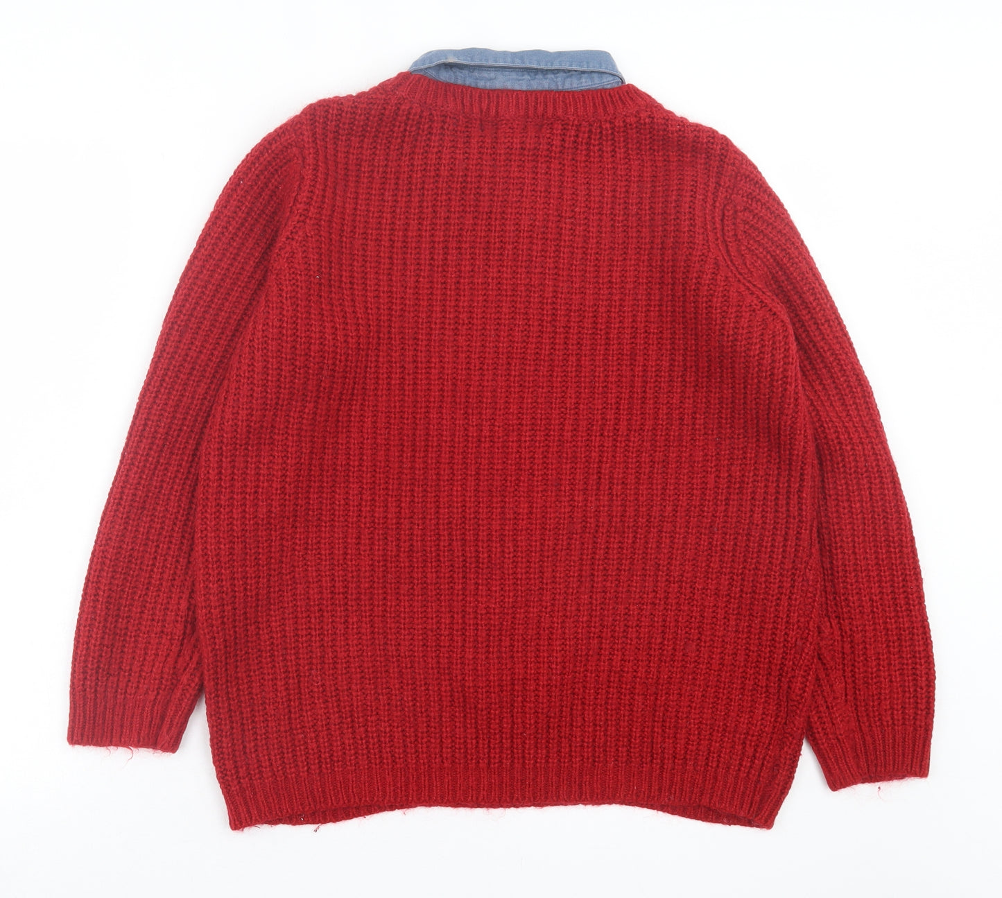 NEXT Womens Red Collared Acrylic Pullover Jumper Size 14