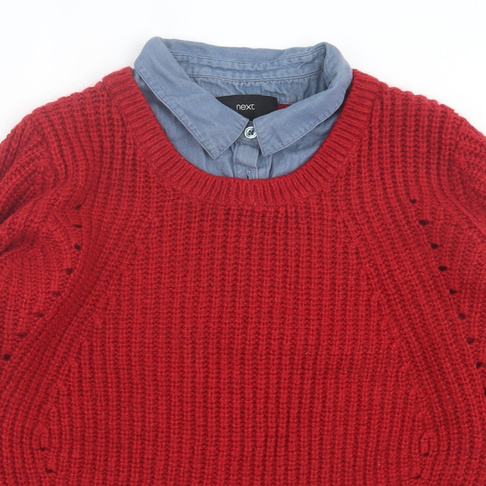 NEXT Womens Red Collared Acrylic Pullover Jumper Size 14