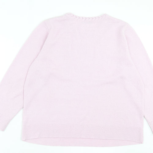 bonmarch Womens Pink Crew Neck Acrylic Pullover Jumper Size L