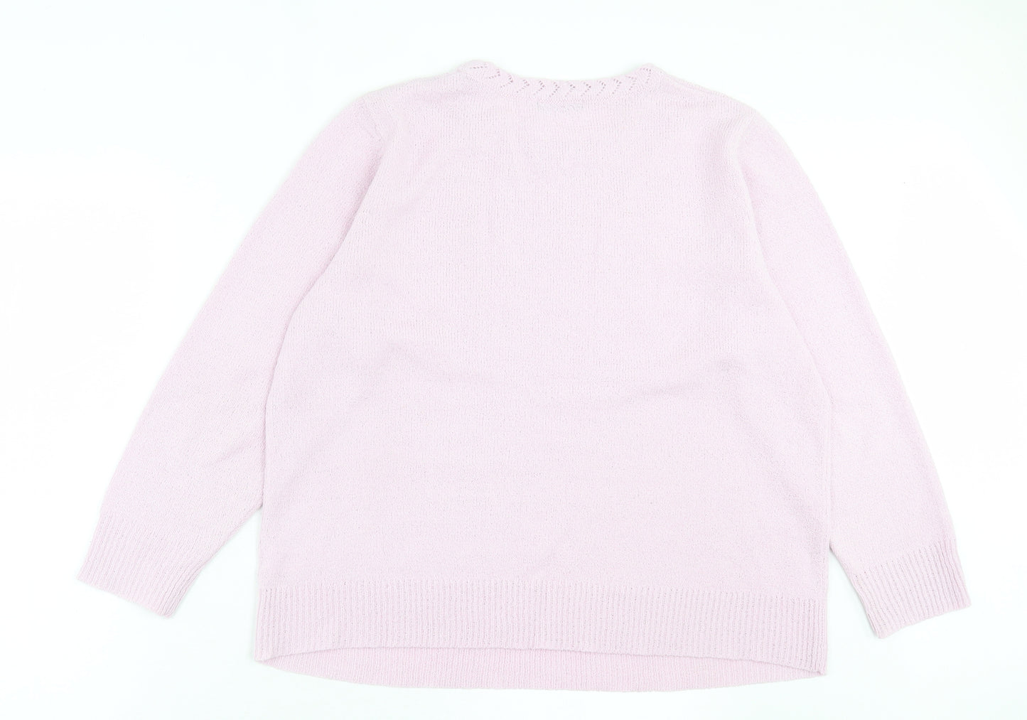 bonmarch Womens Pink Crew Neck Acrylic Pullover Jumper Size L