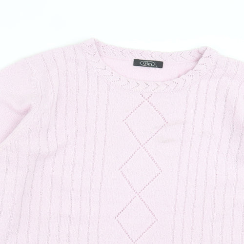 bonmarch Womens Pink Crew Neck Acrylic Pullover Jumper Size L