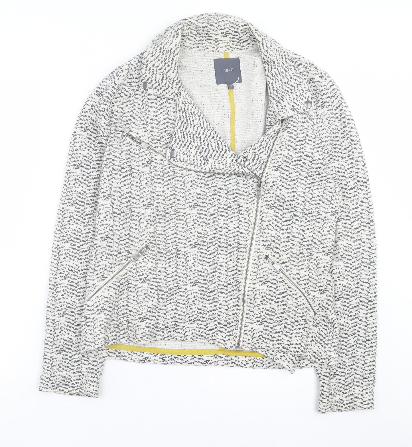 NEXT Womens Grey Geometric Jacket Size 14 Zip