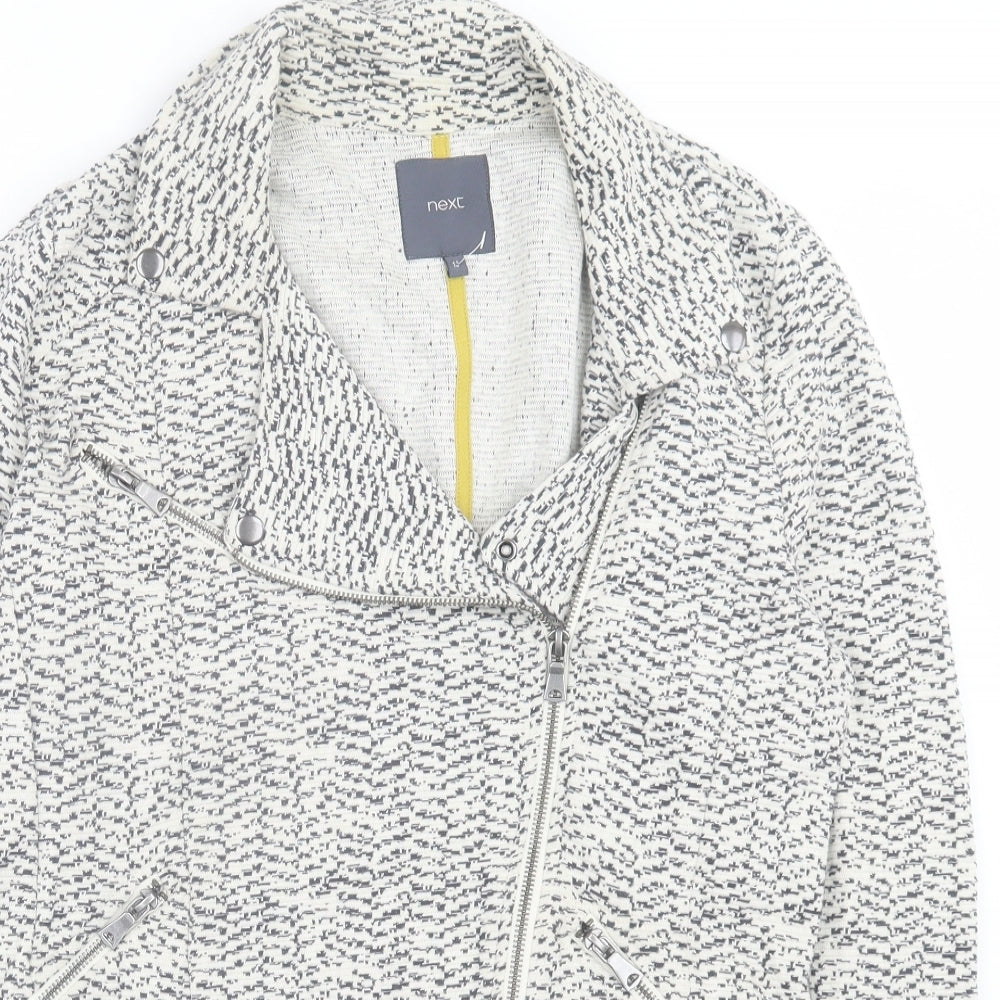NEXT Womens Grey Geometric Jacket Size 14 Zip
