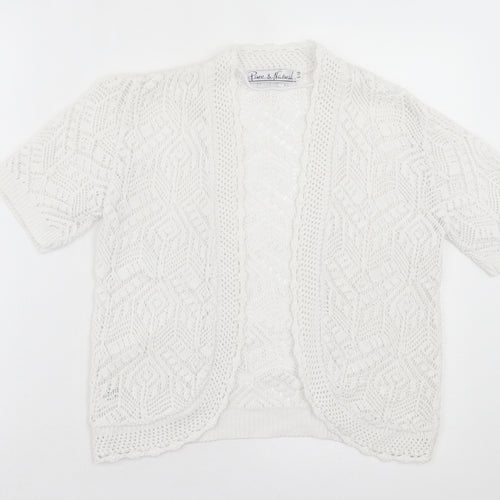 Pure & Natural Womens White V-Neck Cotton Cardigan Jumper Size S