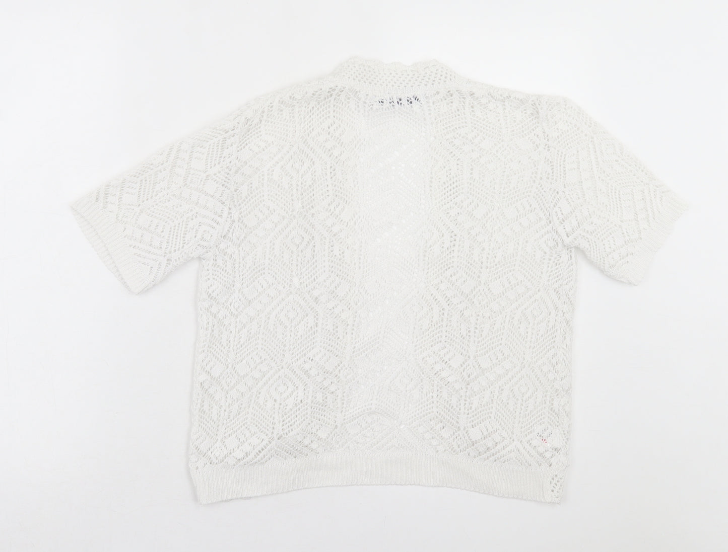 Pure & Natural Womens White V-Neck Cotton Cardigan Jumper Size S